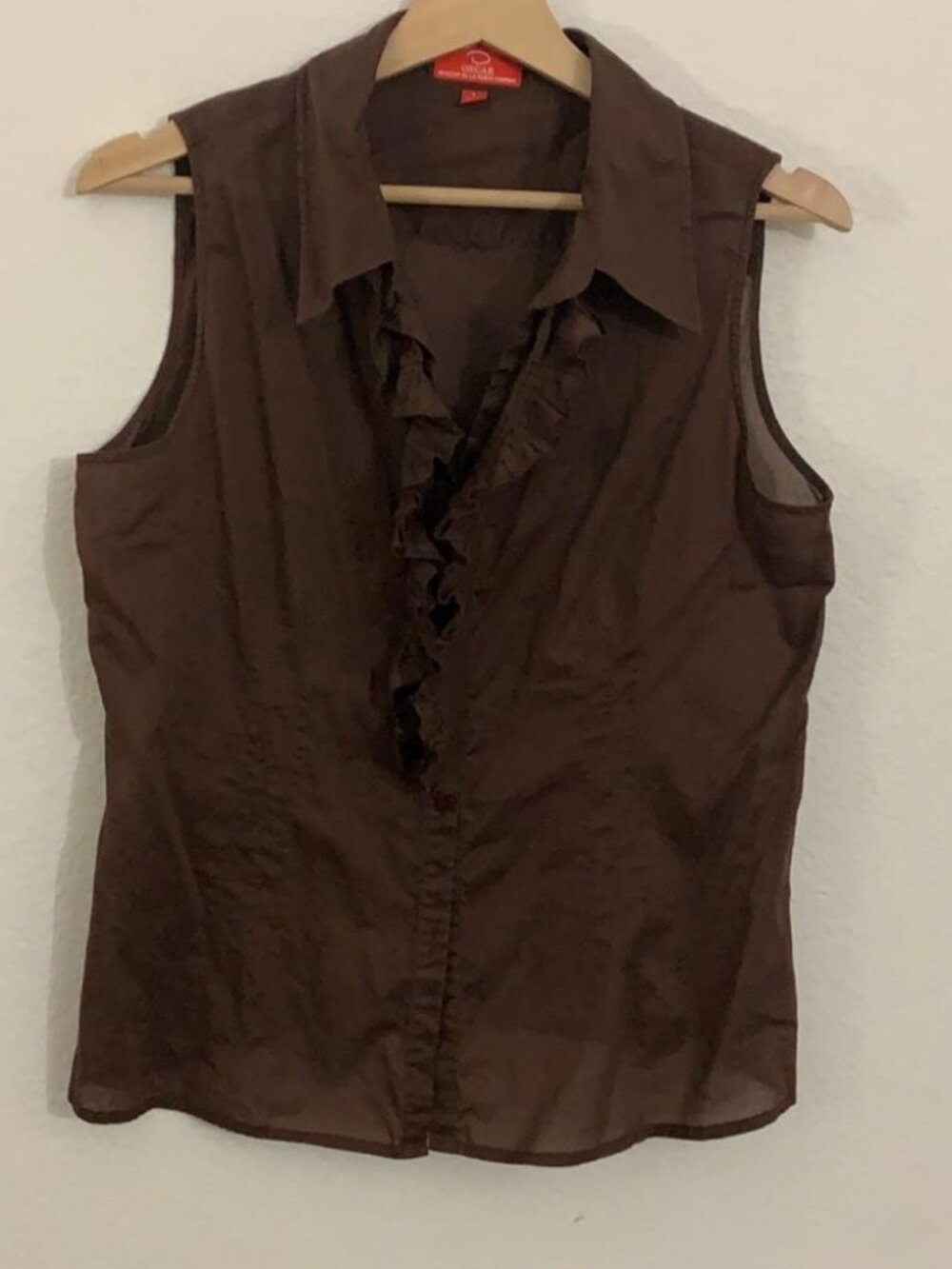 Oscar de la Renta sheer brown blouse-L